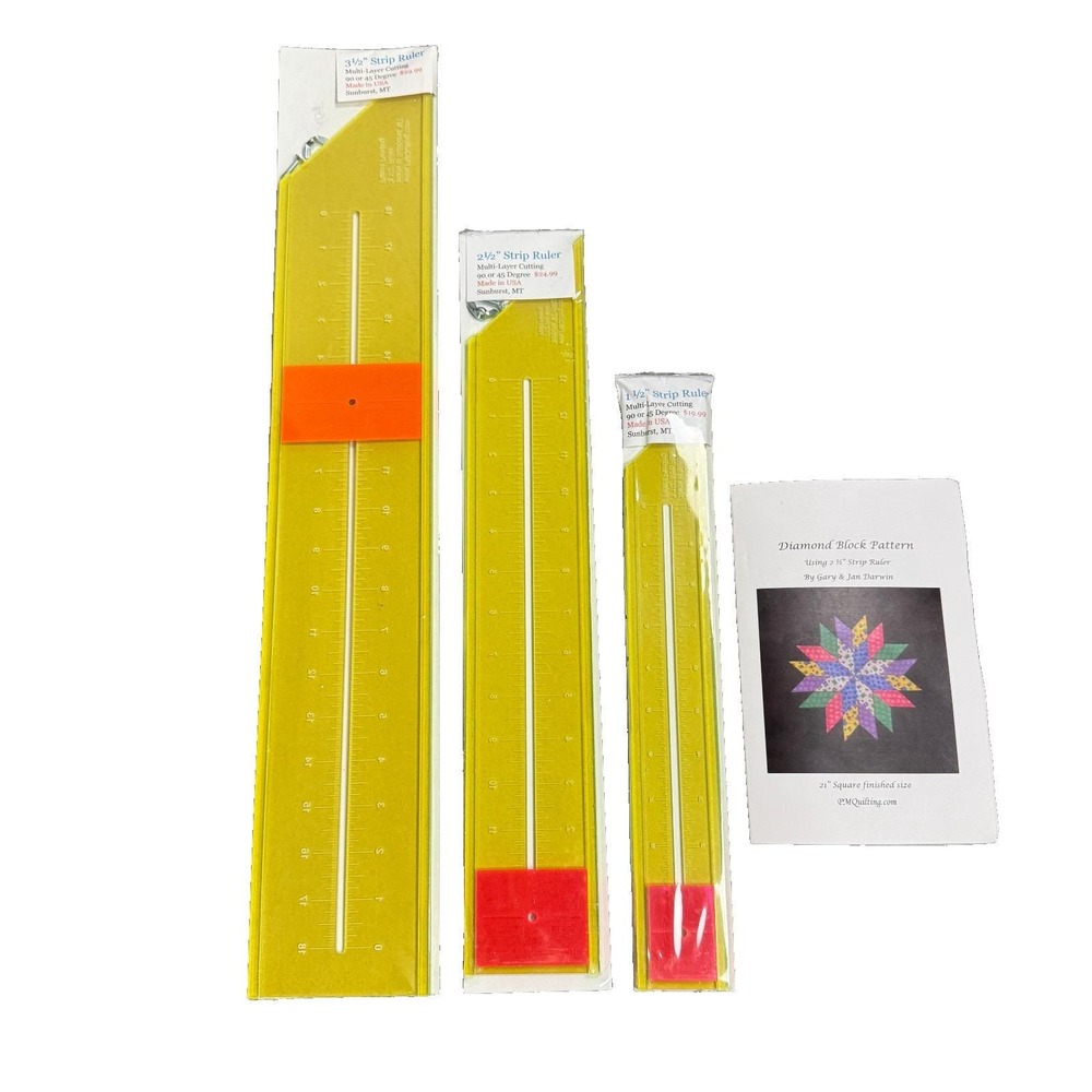 Retired PM Quilting Fabric Strip Ruler/Cutter Set-3 (1-1/2, 2-1/2, 3-1/2 inch)